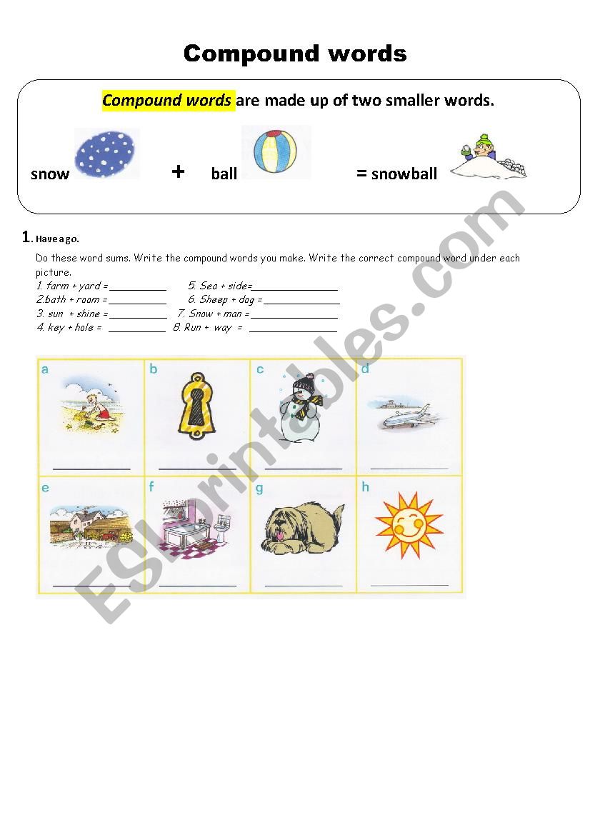 compound words 1 worksheet