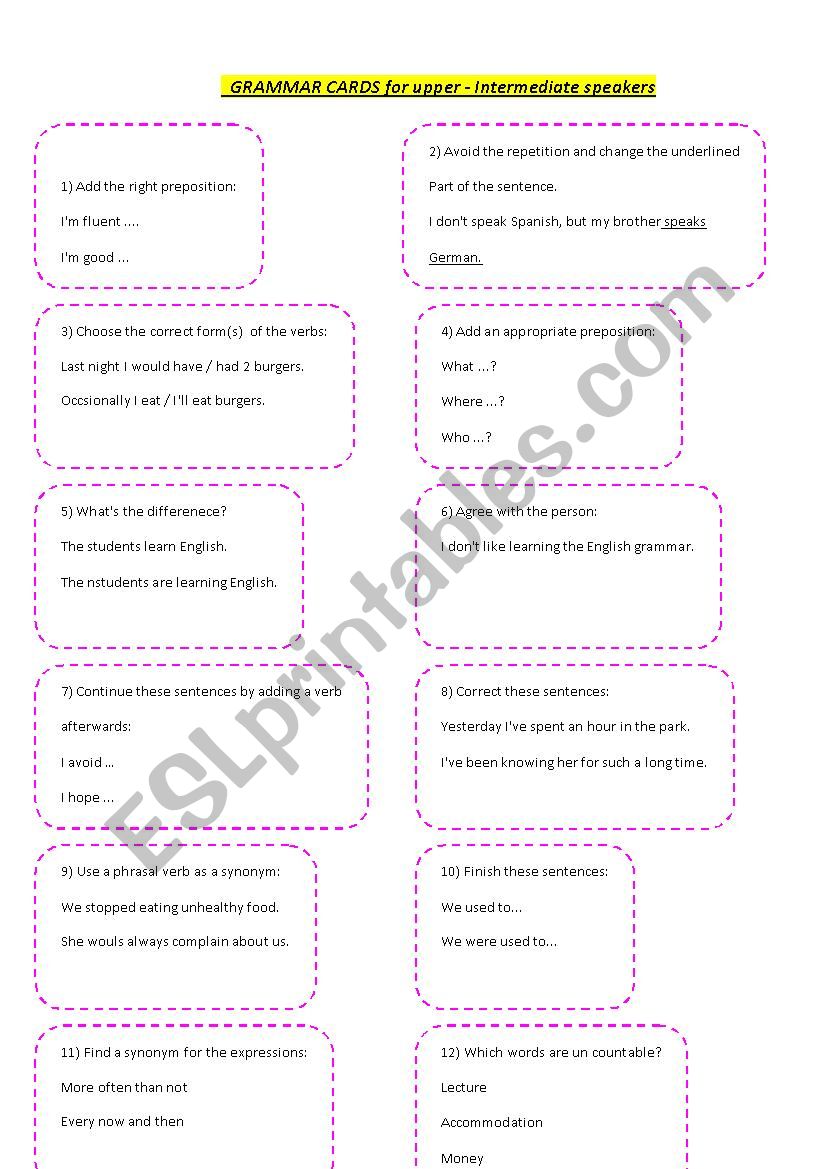 Boardgame : grammar and vocabulary revision