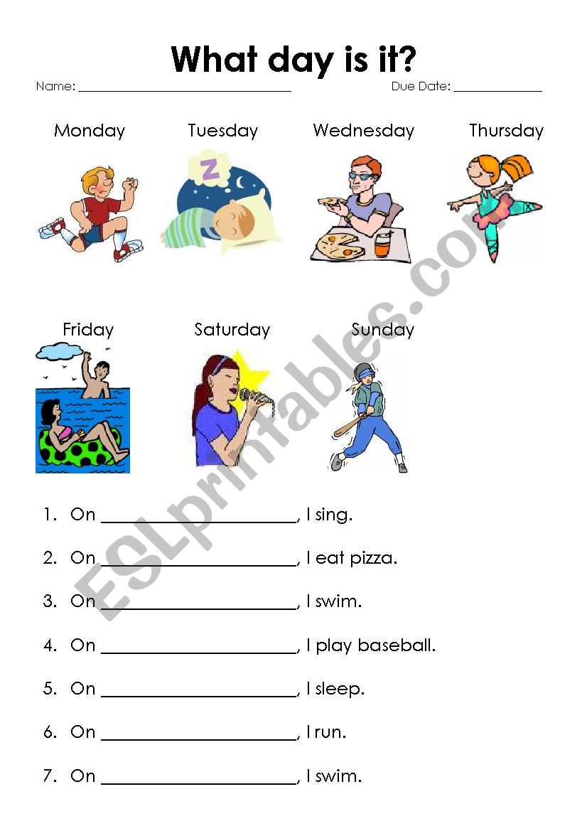 Days : What day is it? worksheet