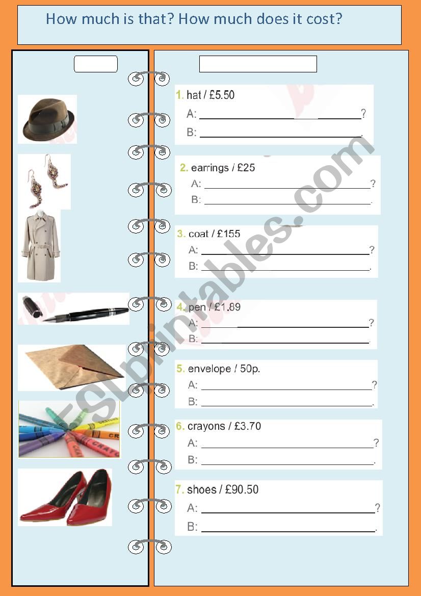 how much does it cost? worksheet