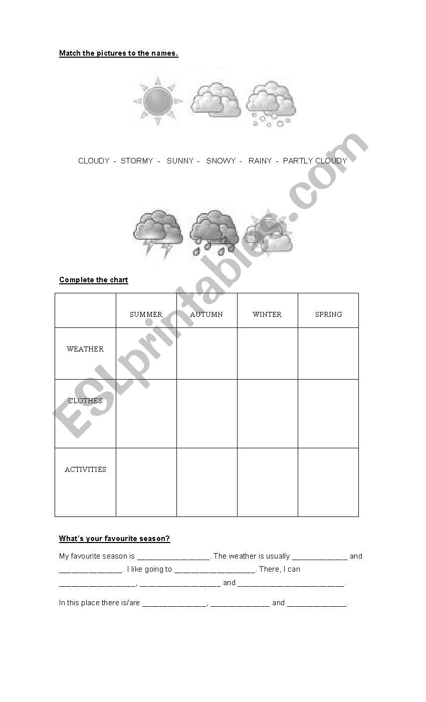 Weather and Seasons worksheet