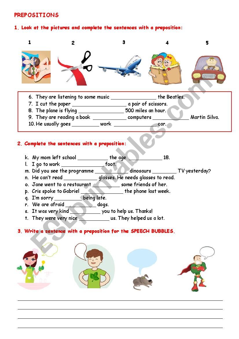 PREPOSITIONS worksheet