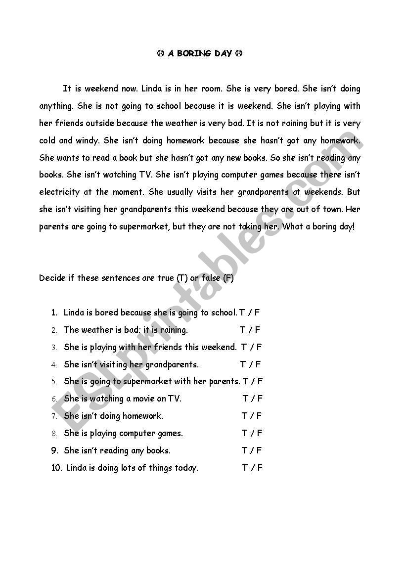 A Boring Day-Negative Form of Present Continuous