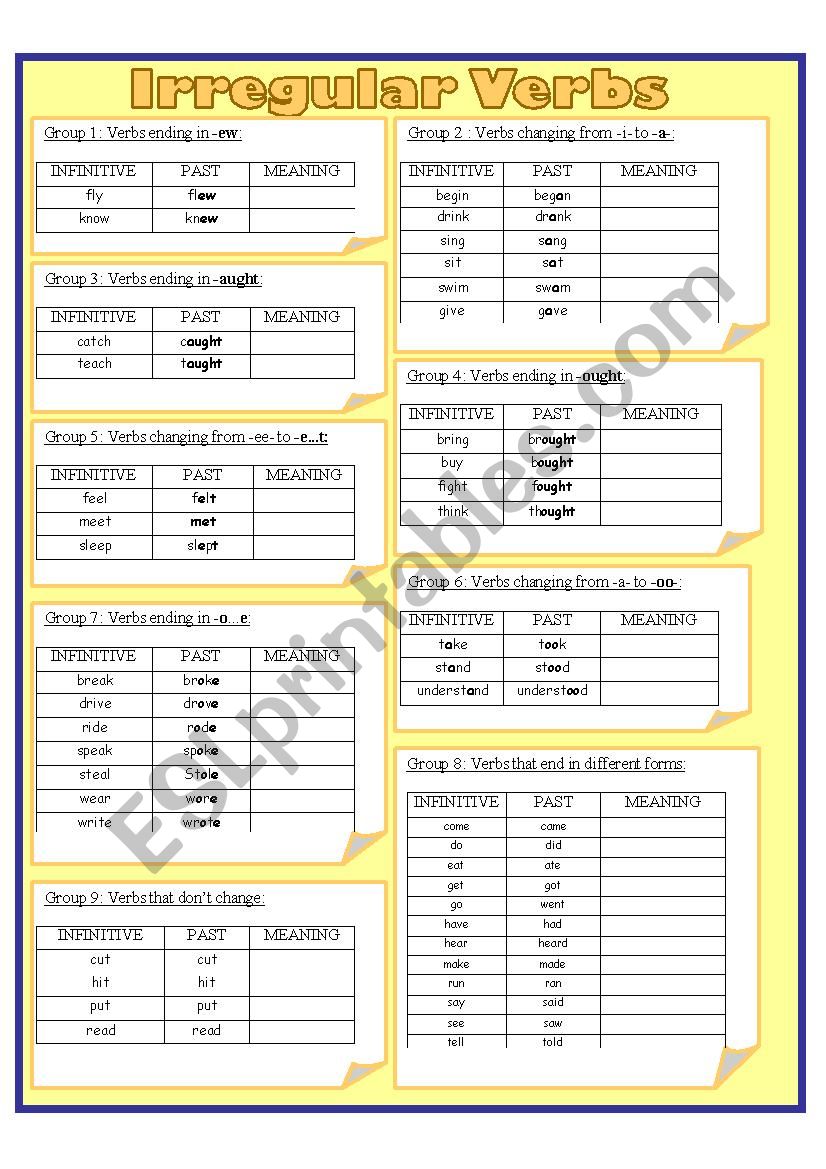 IRREGULAR VERBS worksheet