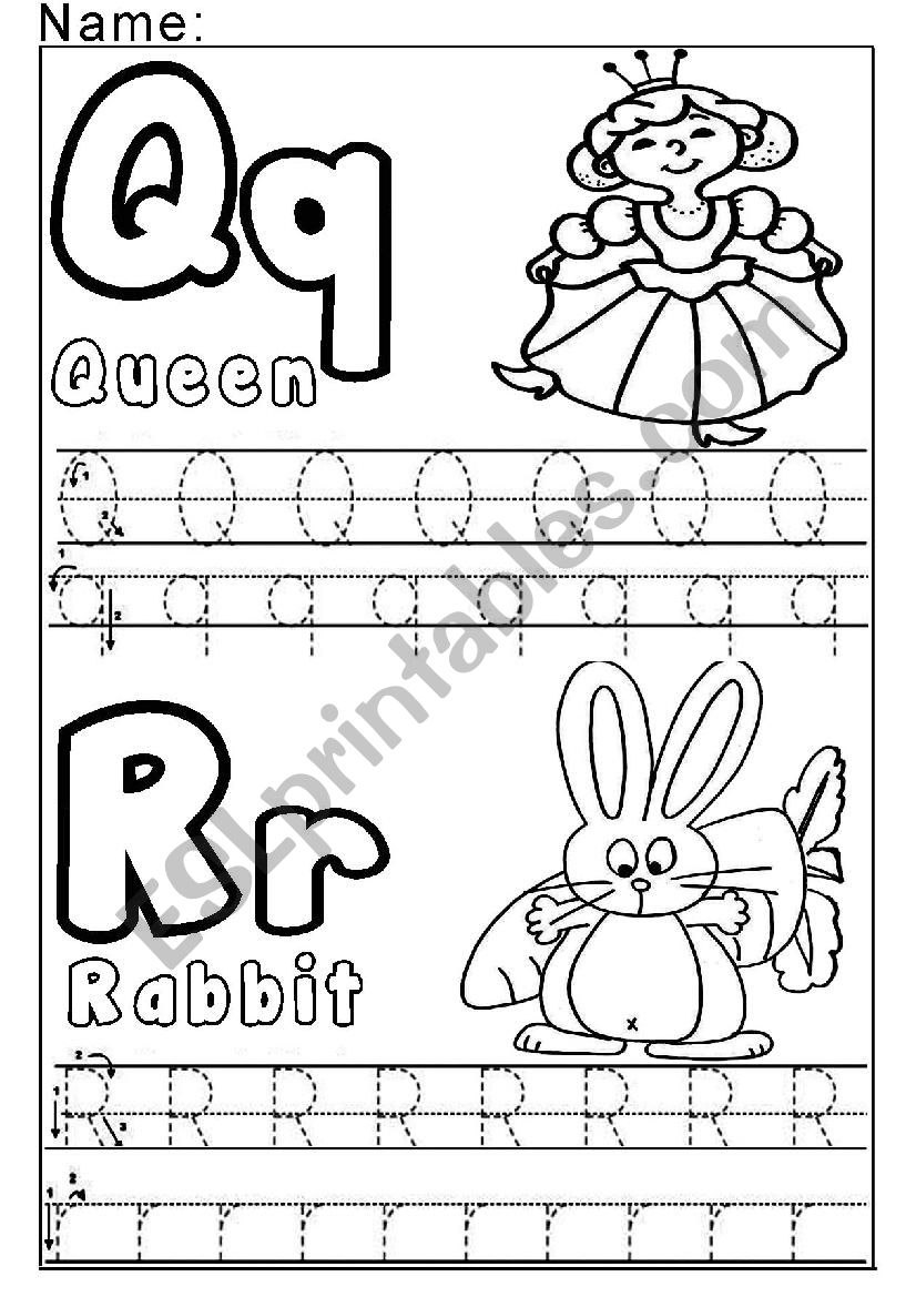 Letters Q and R worksheet