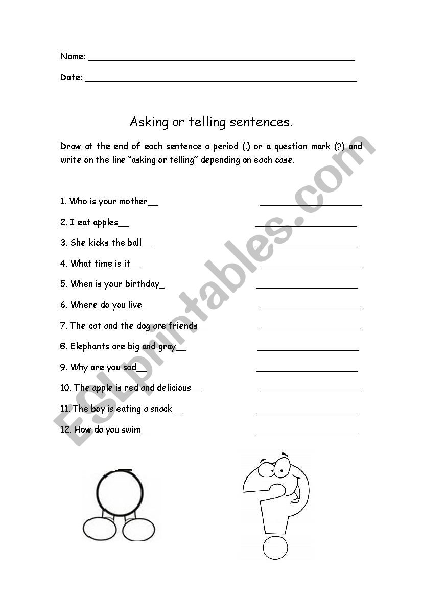 Asking or Telling  worksheet