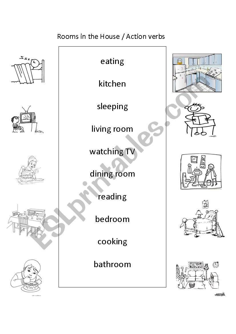 Rooms in the House worksheet