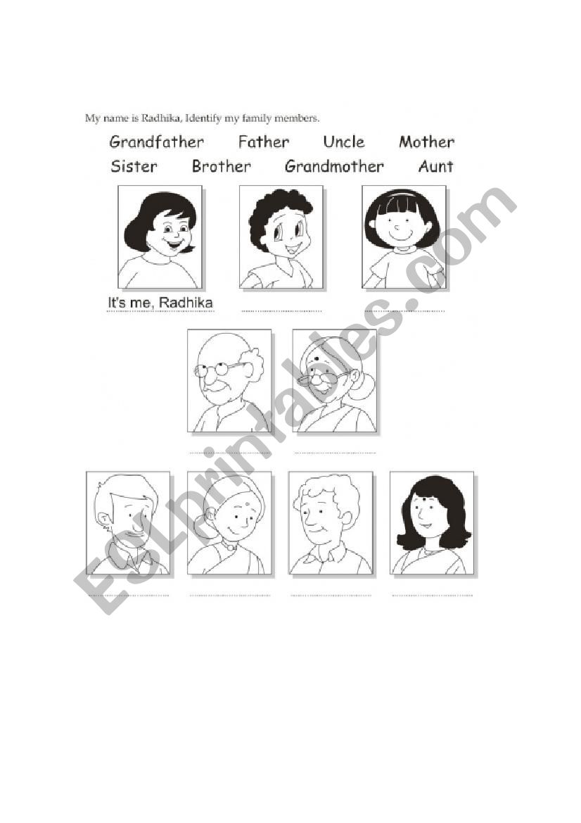 Family members worksheet