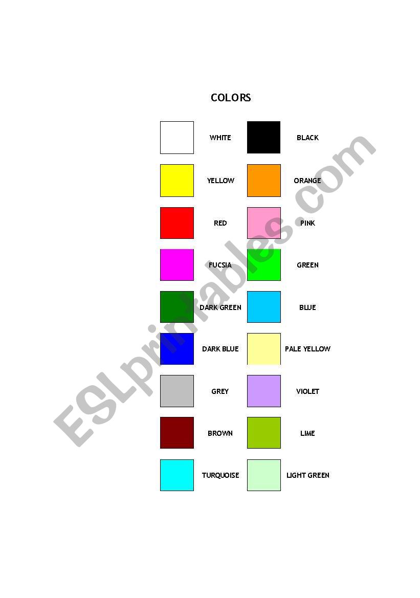 Colors worksheet