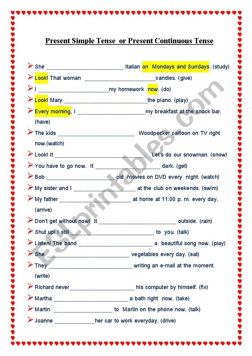 present simple tense and present con