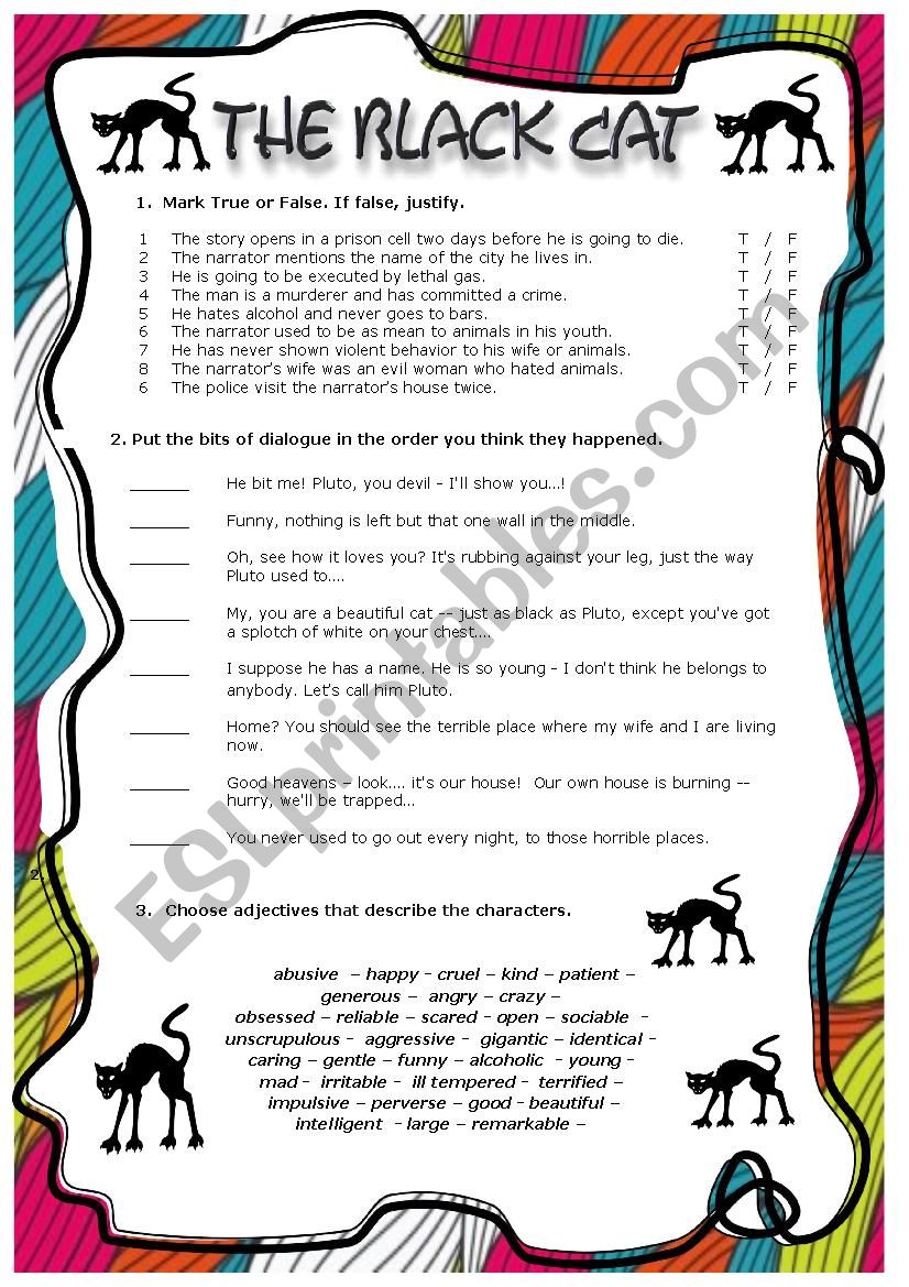 The Black Cat ESL Worksheet By Cris M