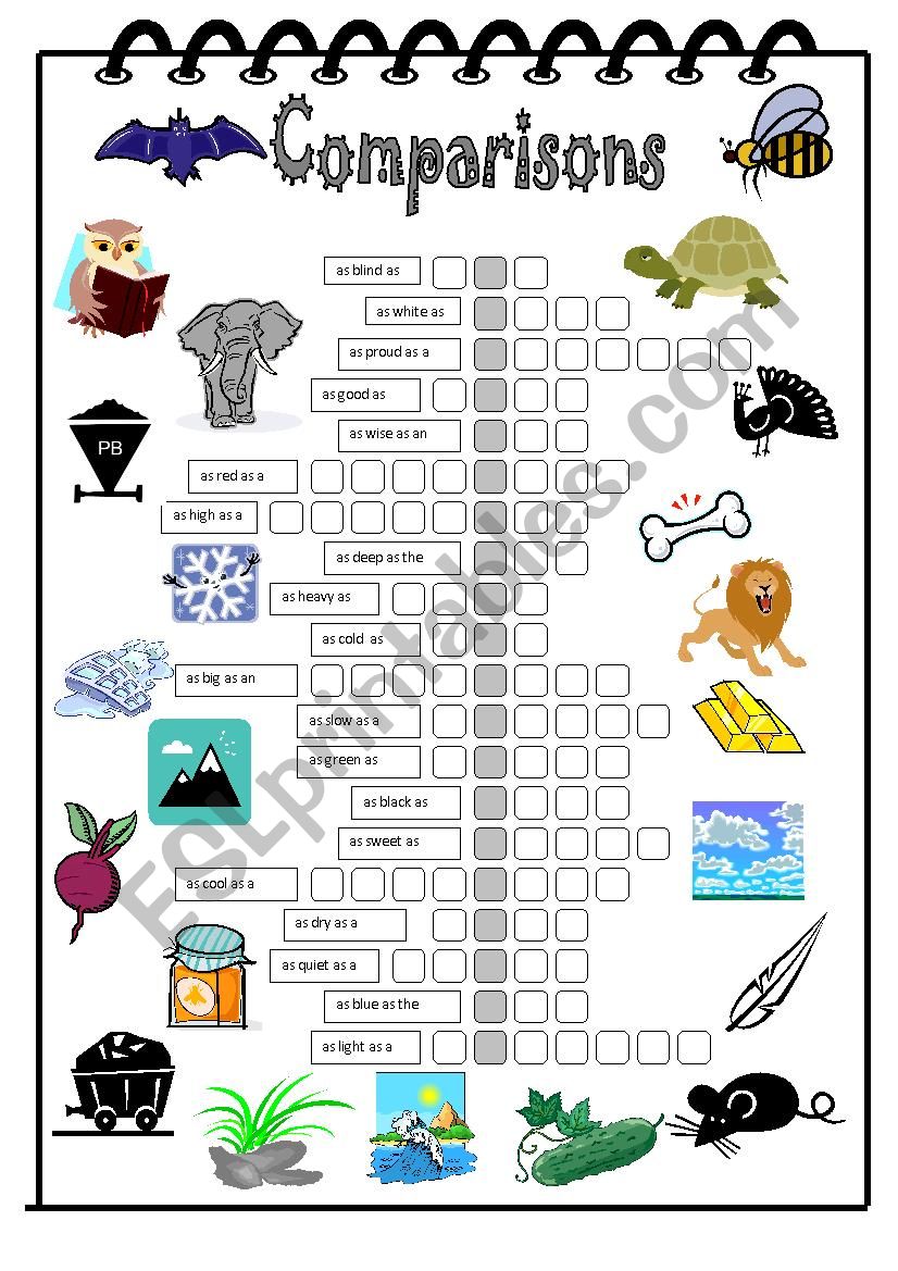 Comparisons worksheet