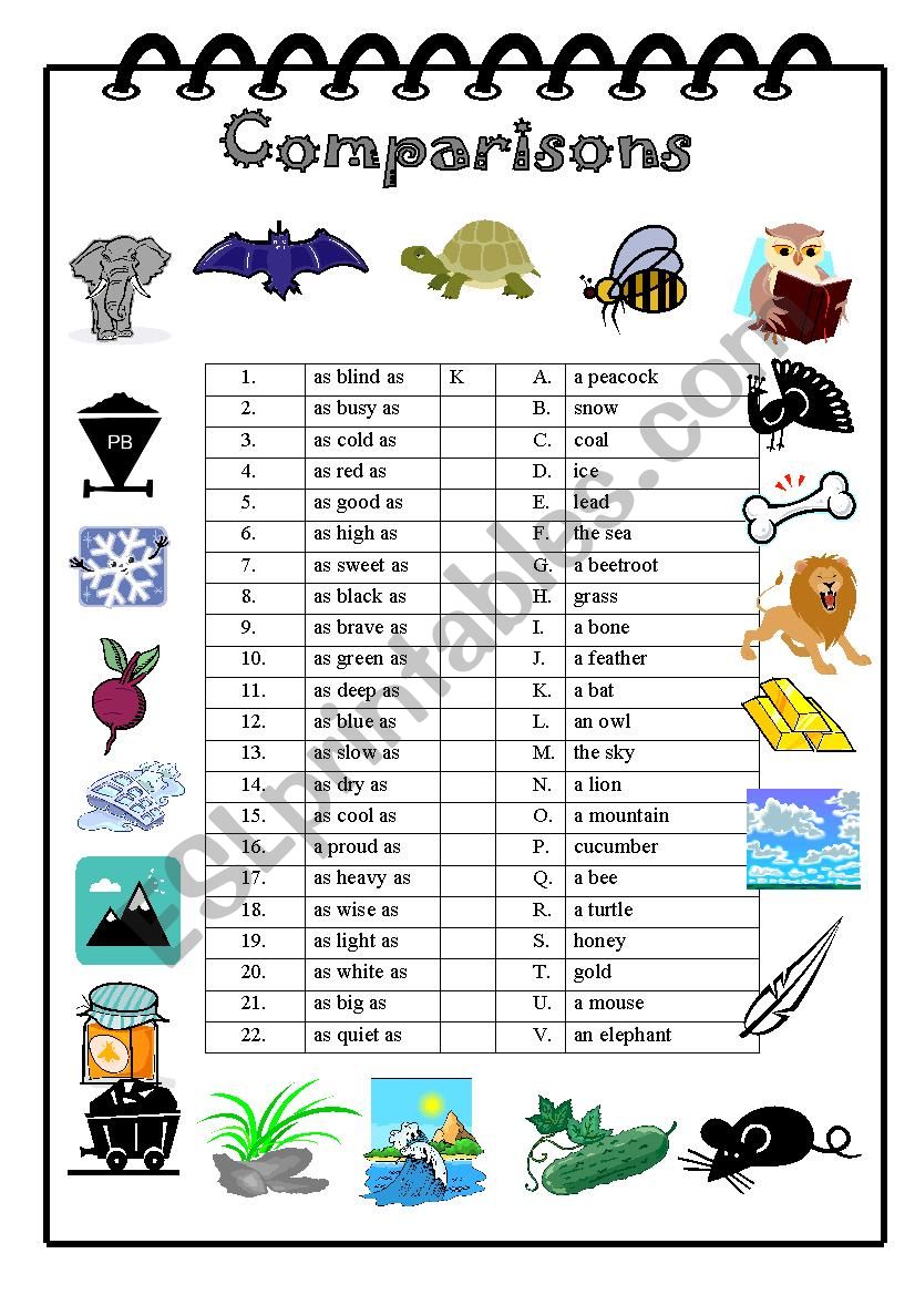 Comparisons  worksheet