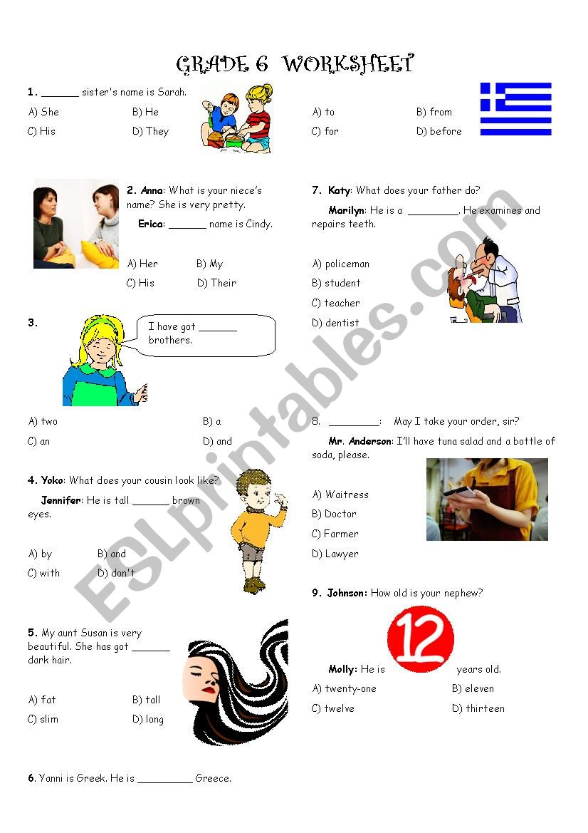 6th Grades General Revision  worksheet