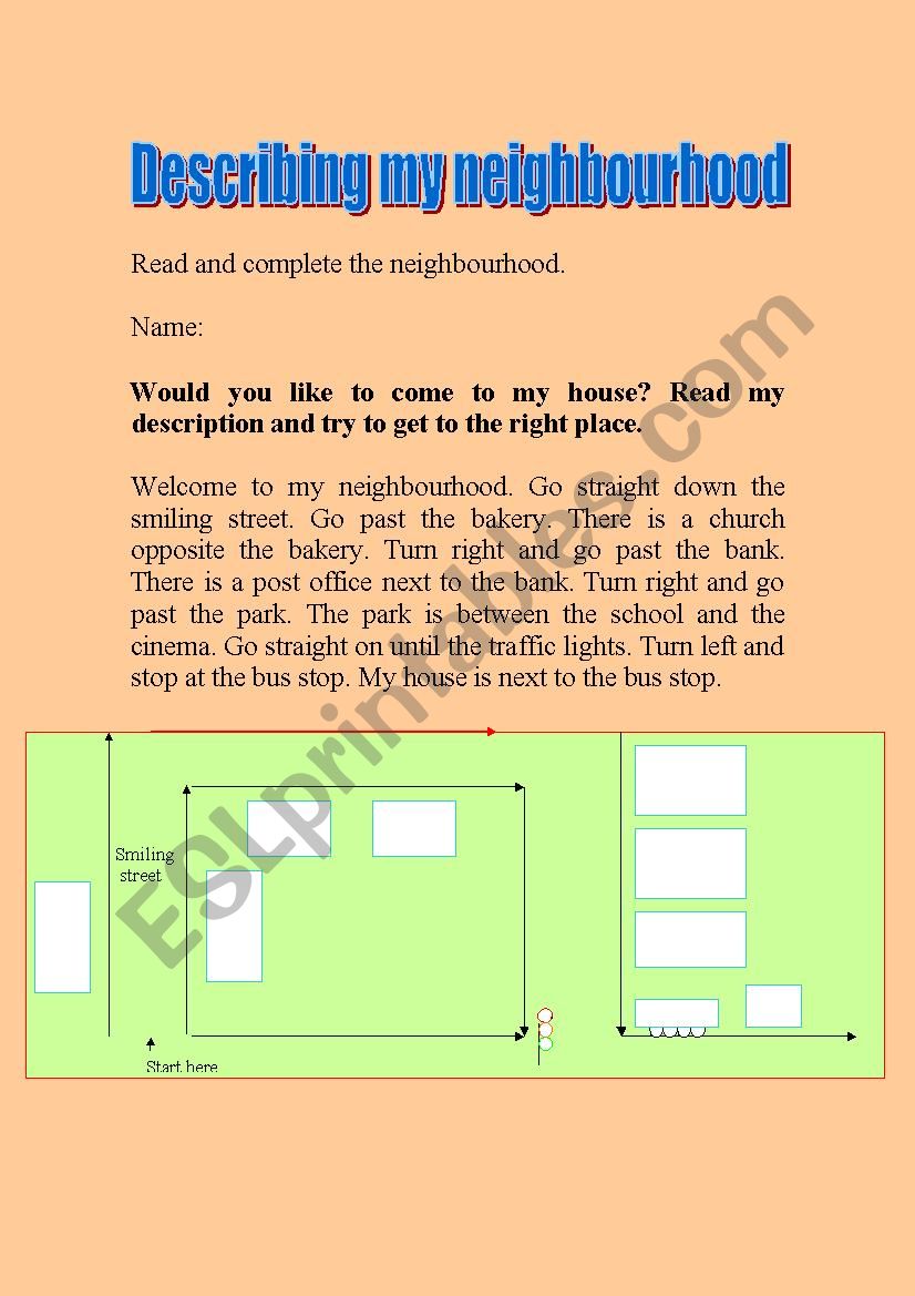 Complete my neighbourhood worksheet