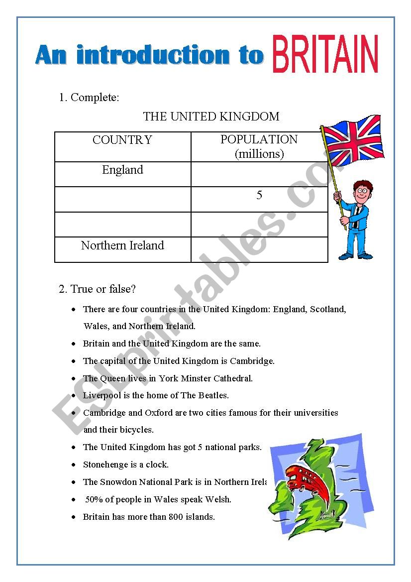 An introduction to Britain worksheet