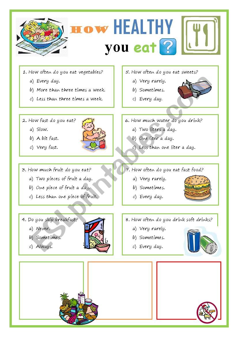 How healthy do you eat quiz worksheet