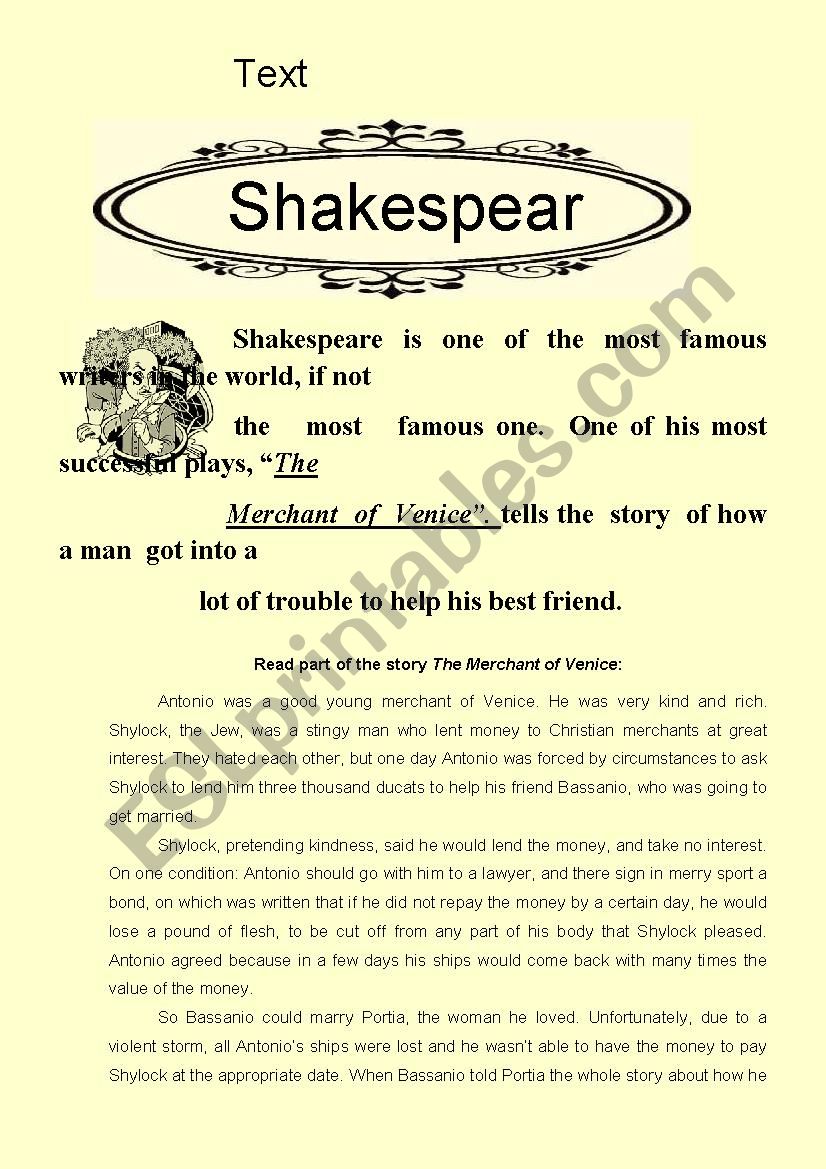 Text Comprehension - Shakespeare