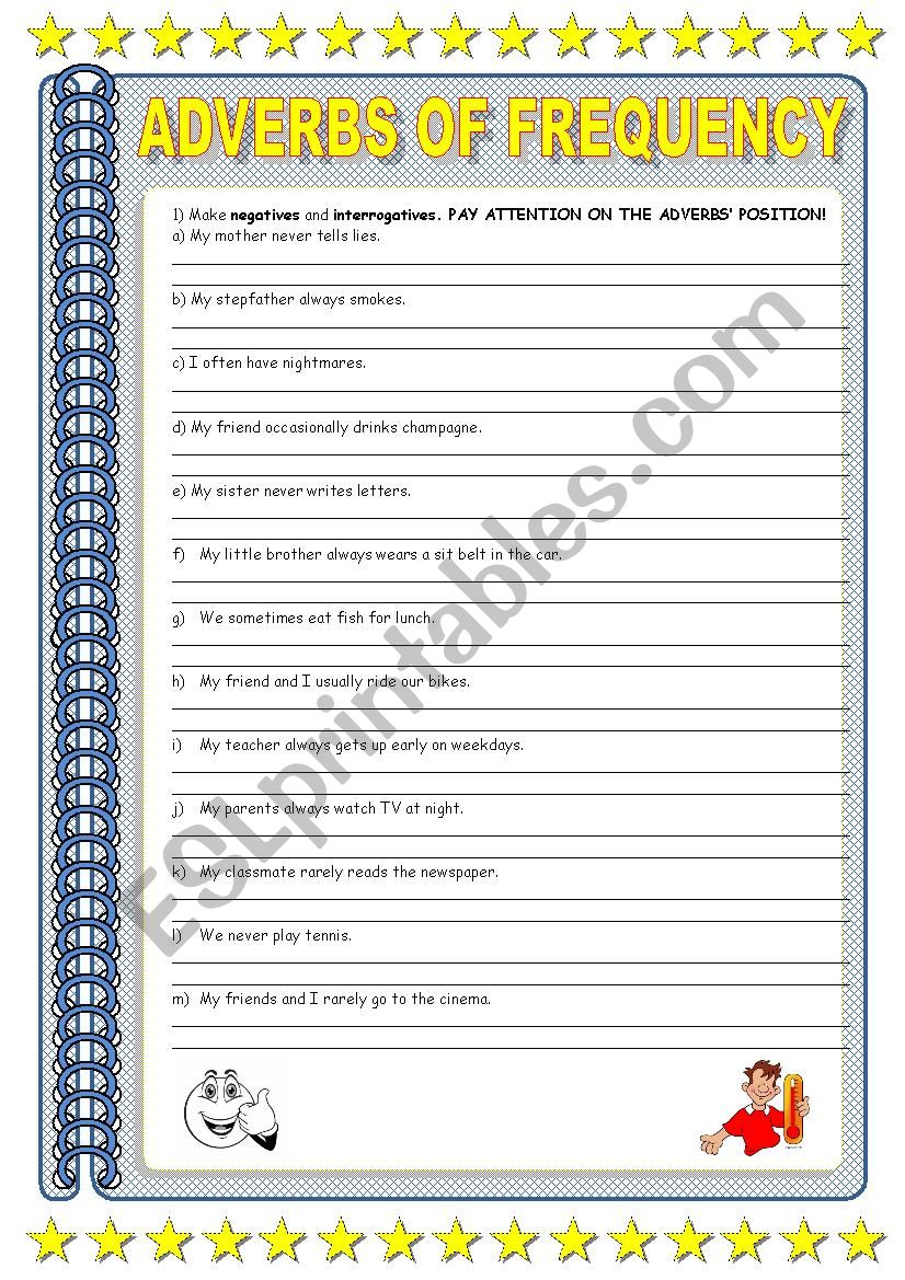 ADVERBS  OF FREQUENCY worksheet