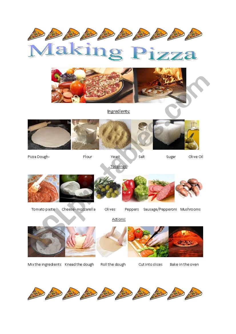 Pizza Making Vocabulary worksheet