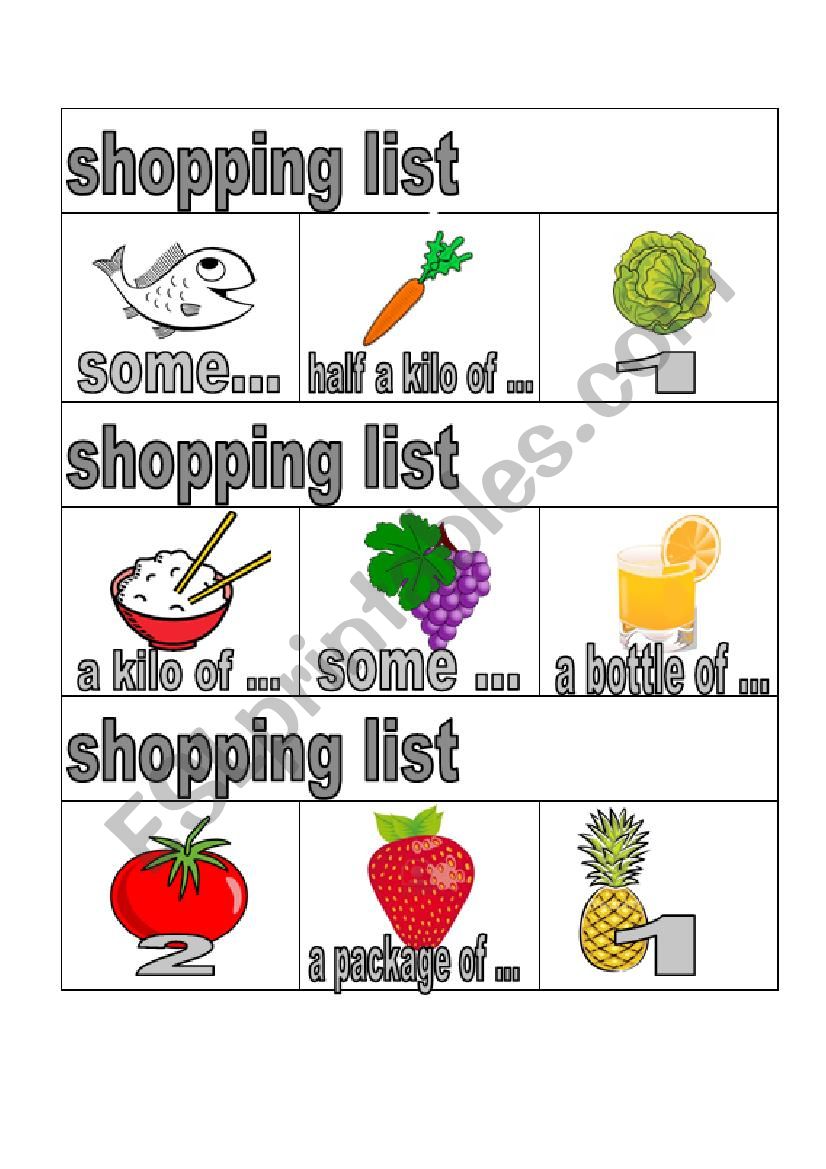 grocery shopping (shopping list part 2)
