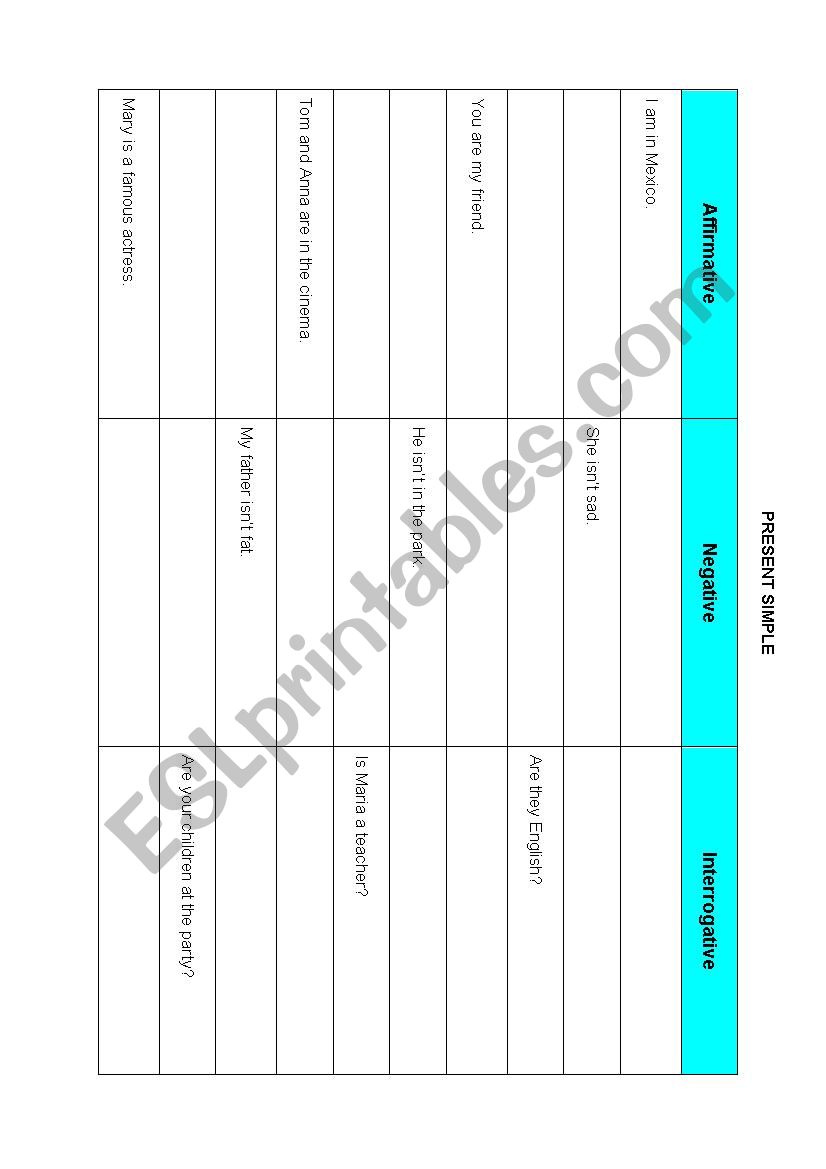 Present Simple drilling worksheet