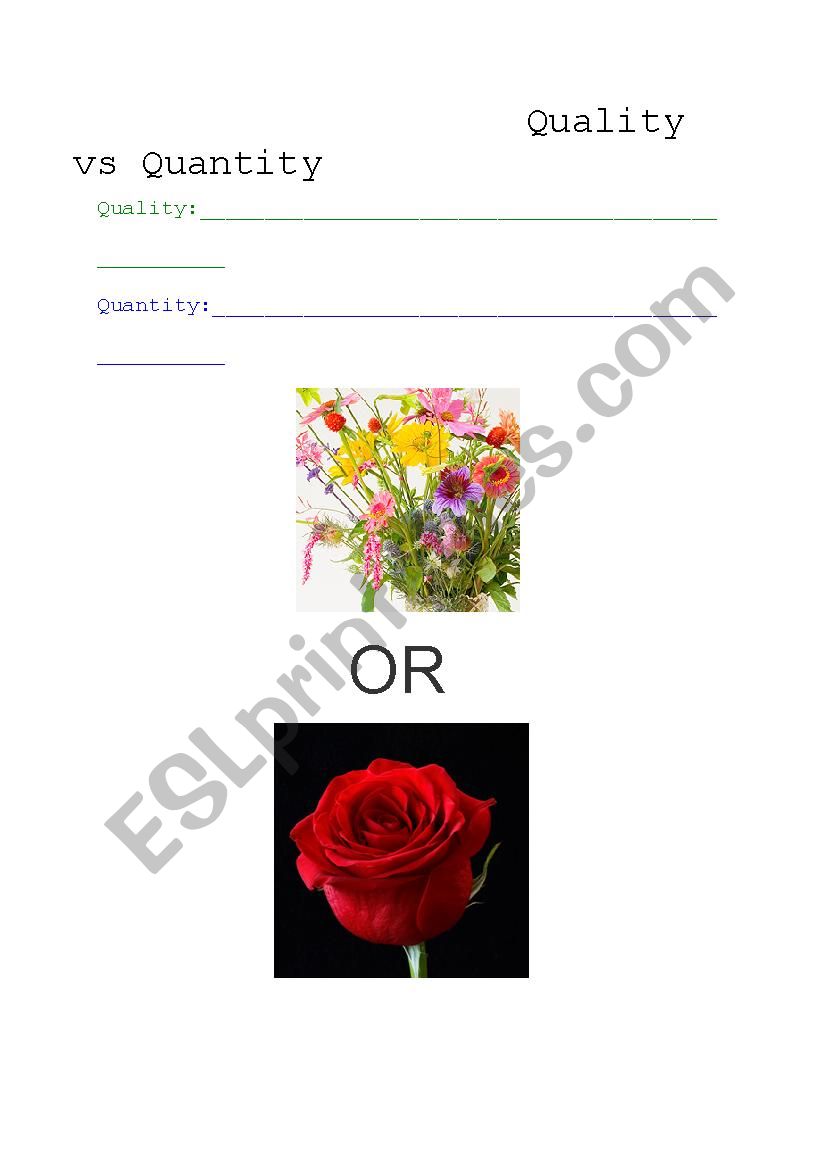 Quantity vs Quality worksheet