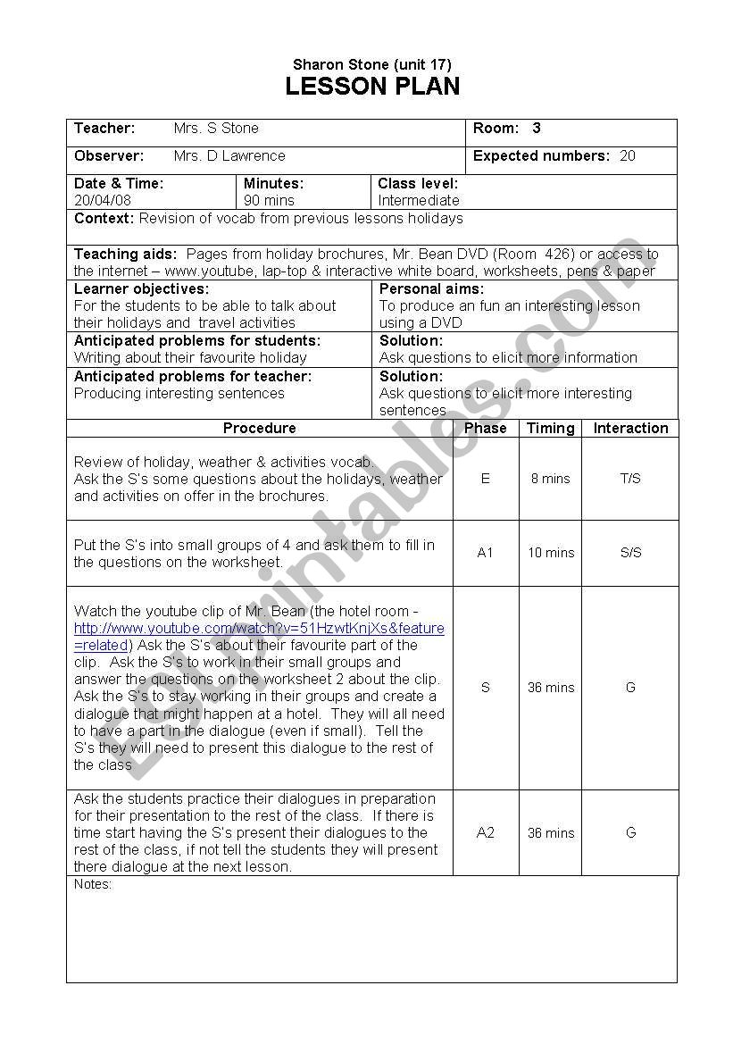 Mr Bean DVD  worksheet