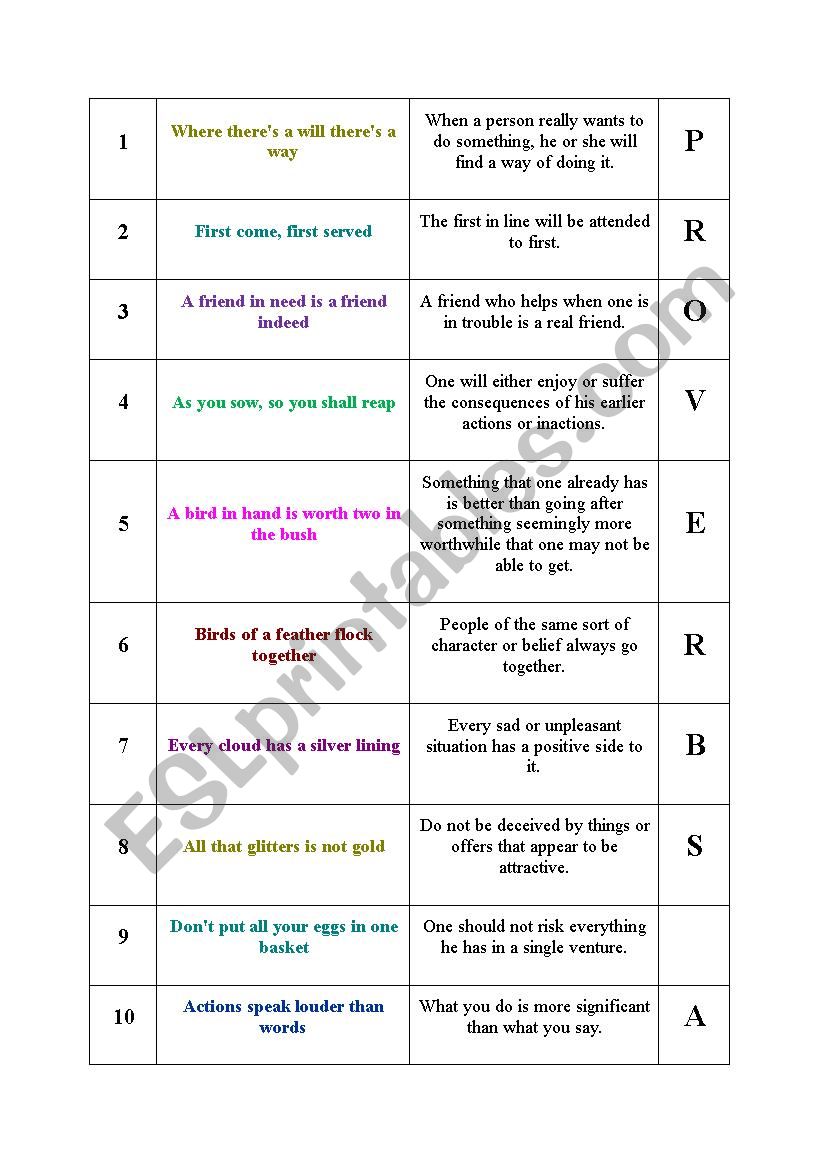 Common Proverbs & Sayings Puzzle