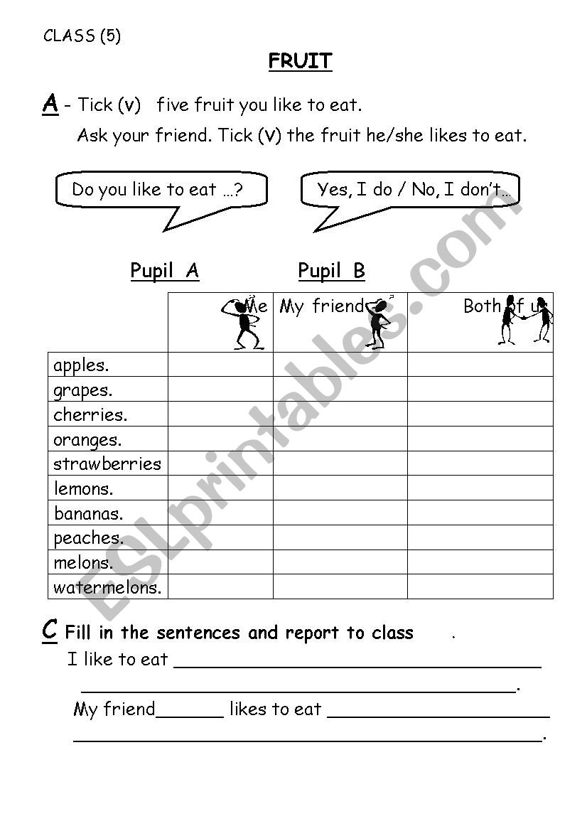 fruit-pairwork worksheet