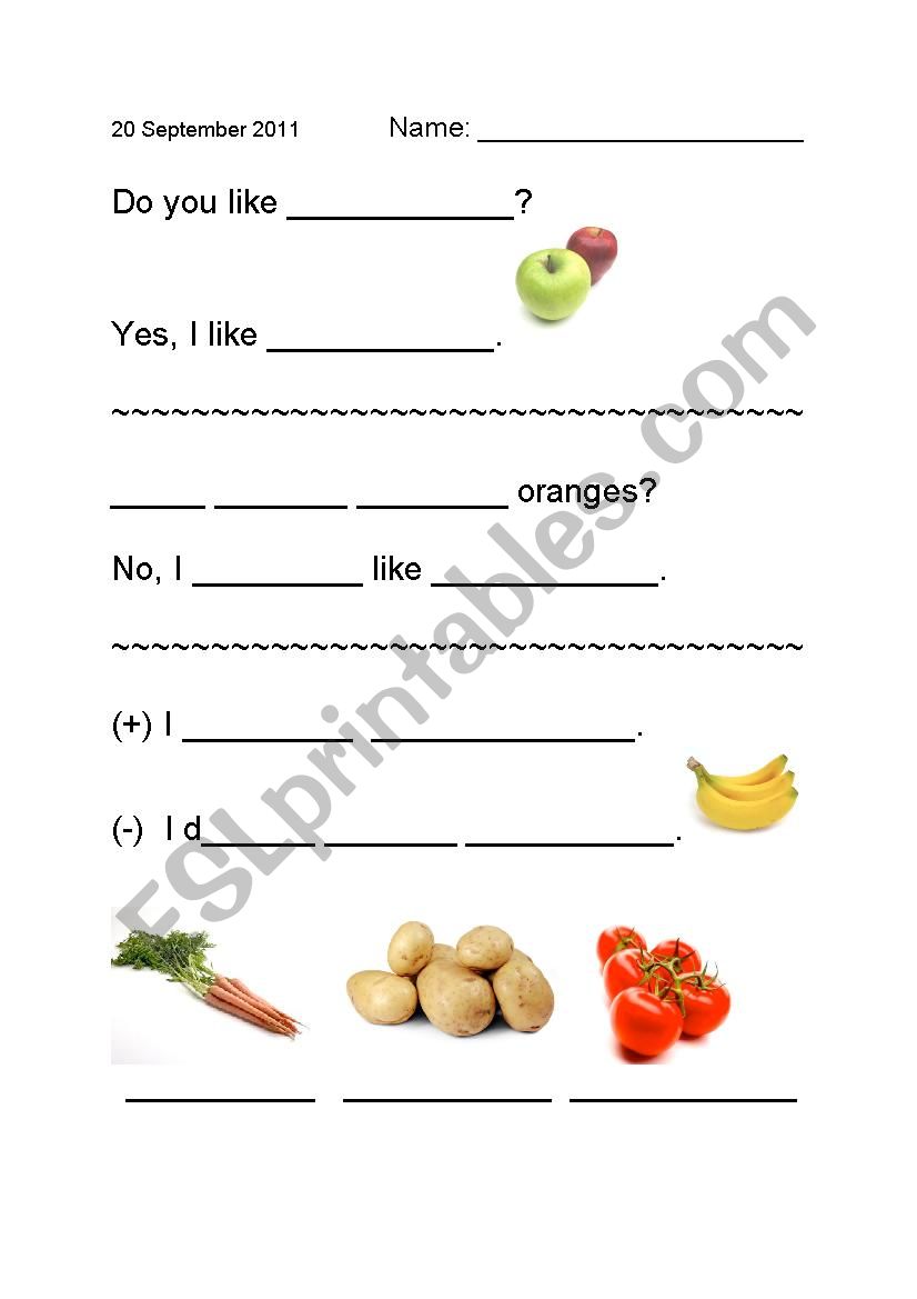 Do you like ______? worksheet