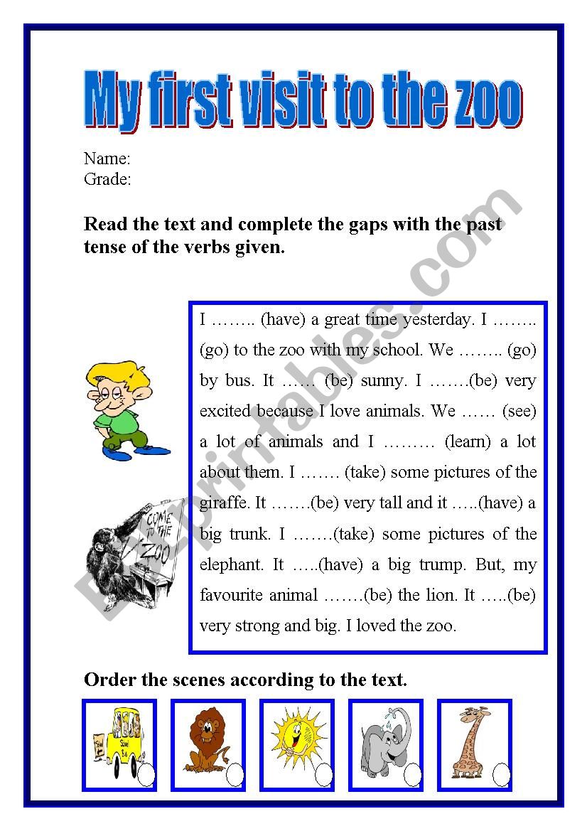 My first visit to the zoo worksheet