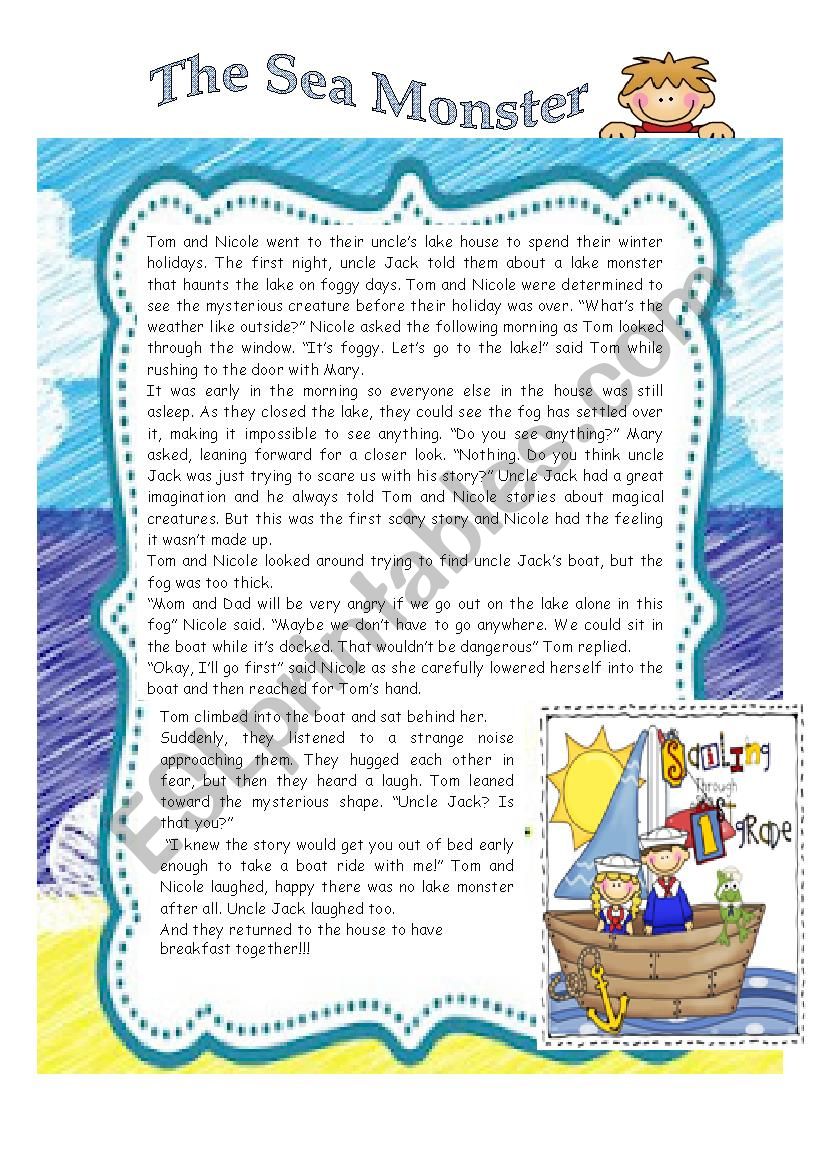 THE LAKE MONSTER worksheet