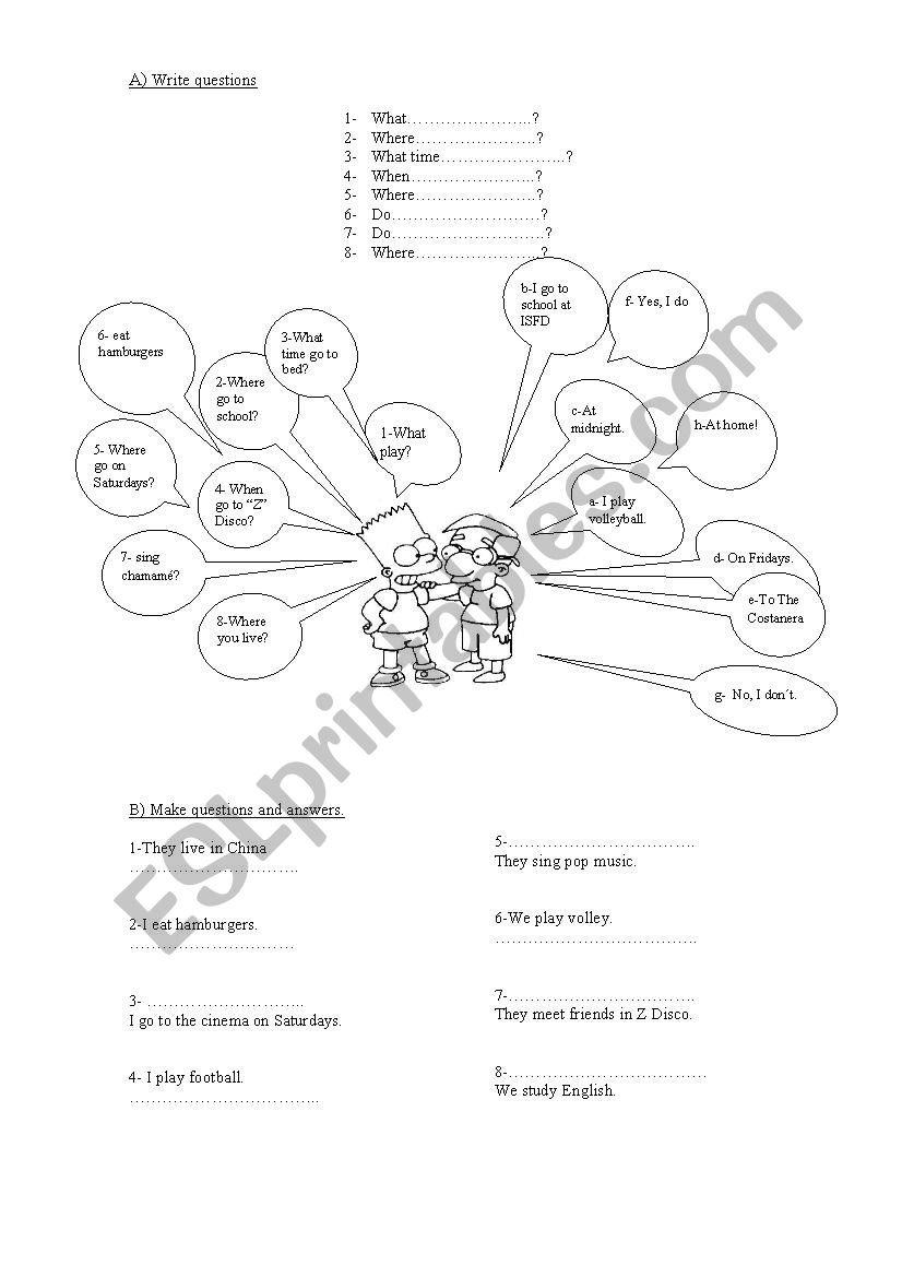 Make questions using wh-questions and do