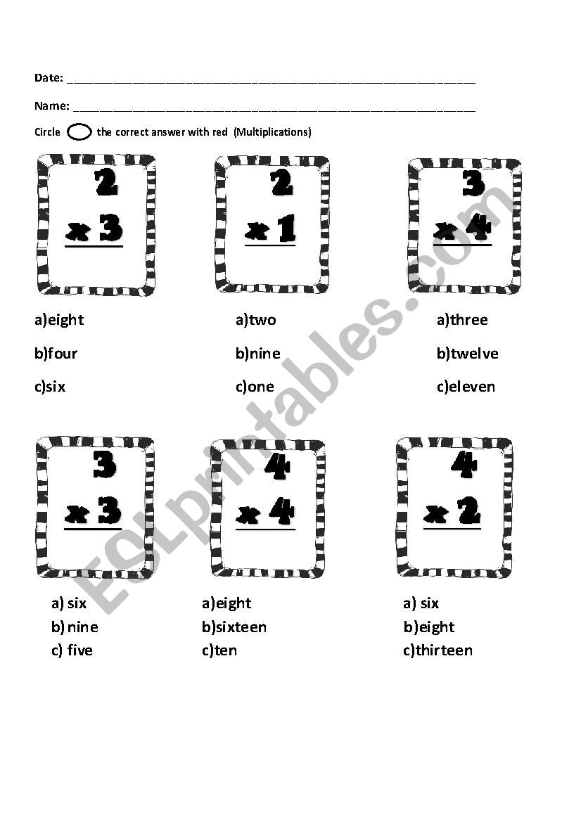 Numbers (Multiplication) Part 1