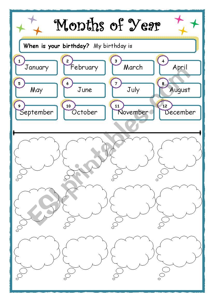 Months of year worksheet