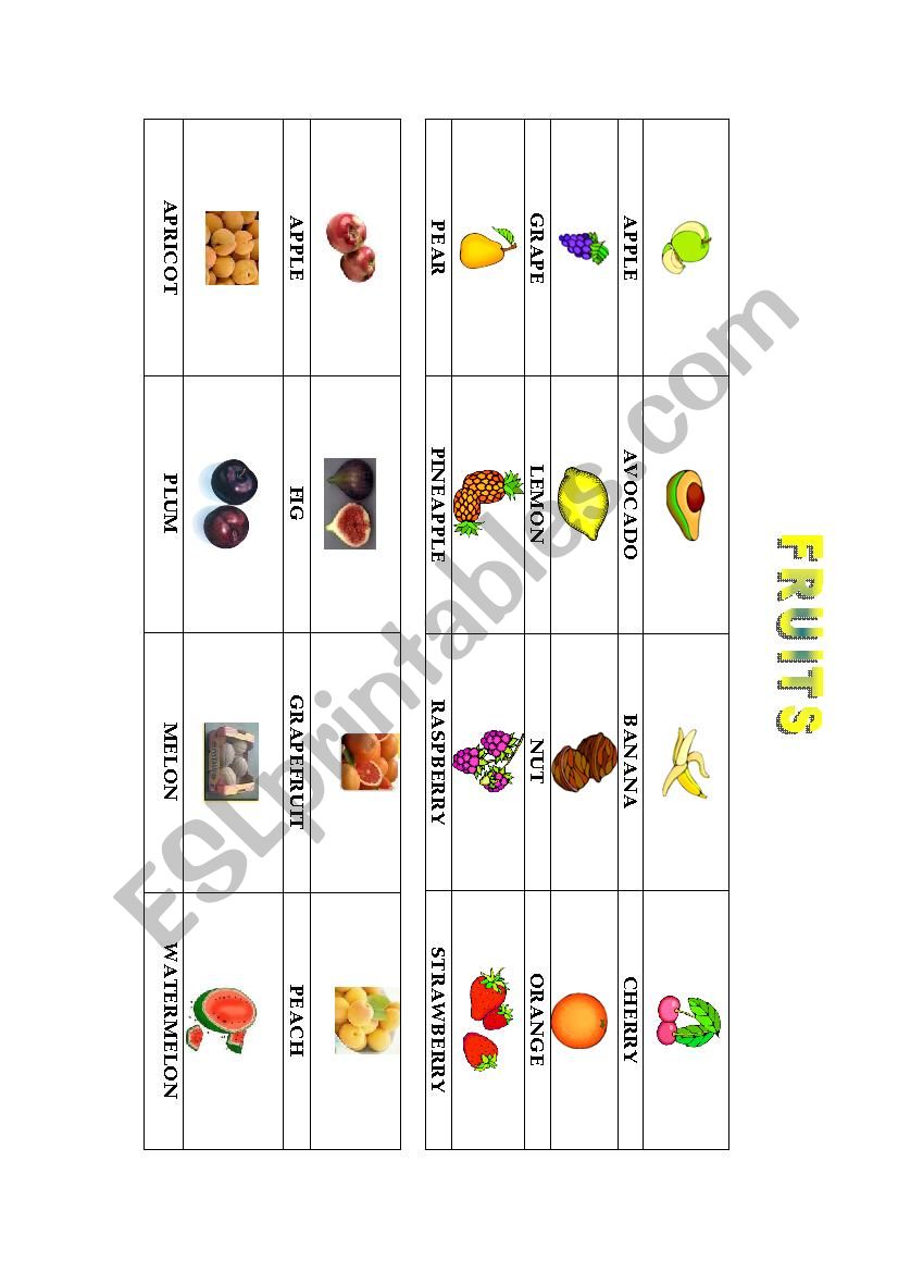 FRUITS worksheet