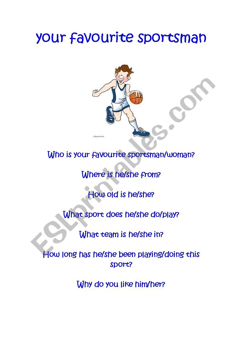 Your favourite sportsman worksheet