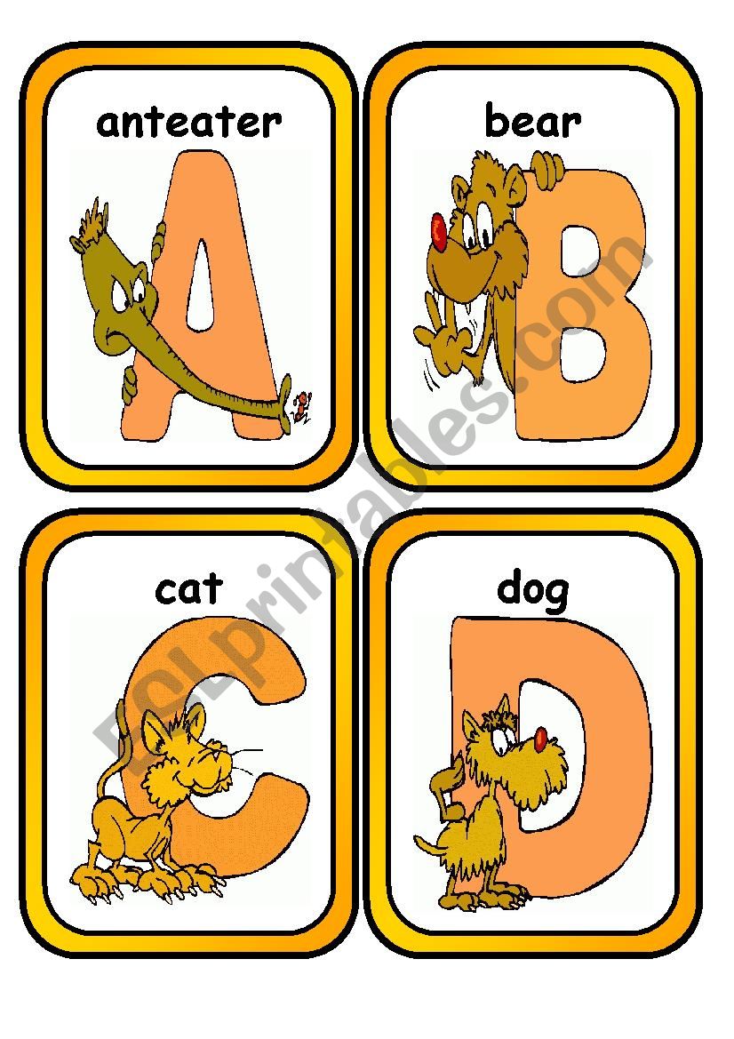 Alphabet Flashcards with Animals