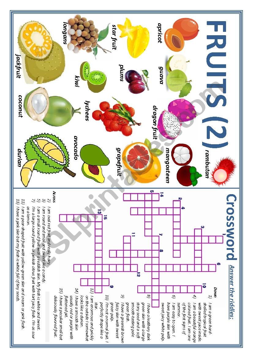 Fruits 2 (Crossword and Riddle)