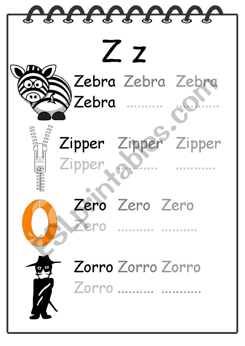 Alphabet Writing Worksheet Z worksheet