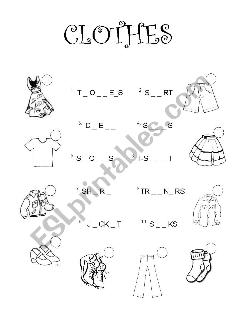 CLOTHES worksheet