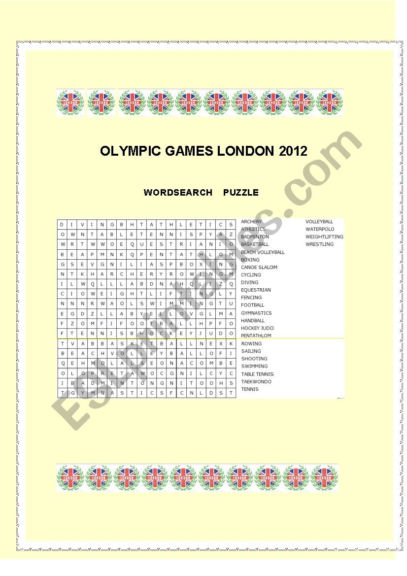 Olympic Games London 2012 worksheet