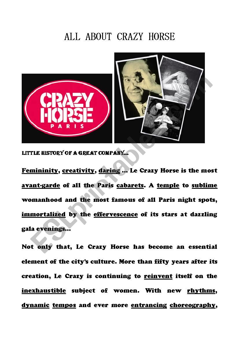 All About Crazy Horse worksheet