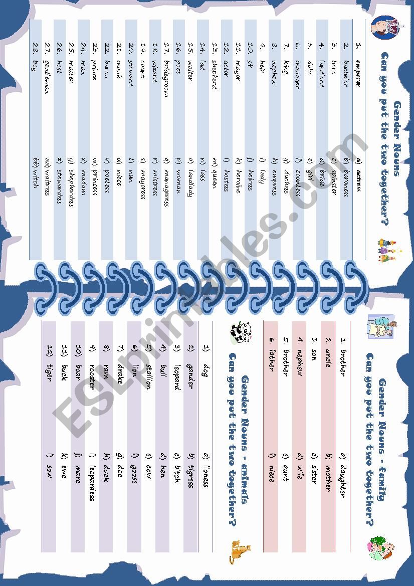 GENDER NOUNS worksheet
