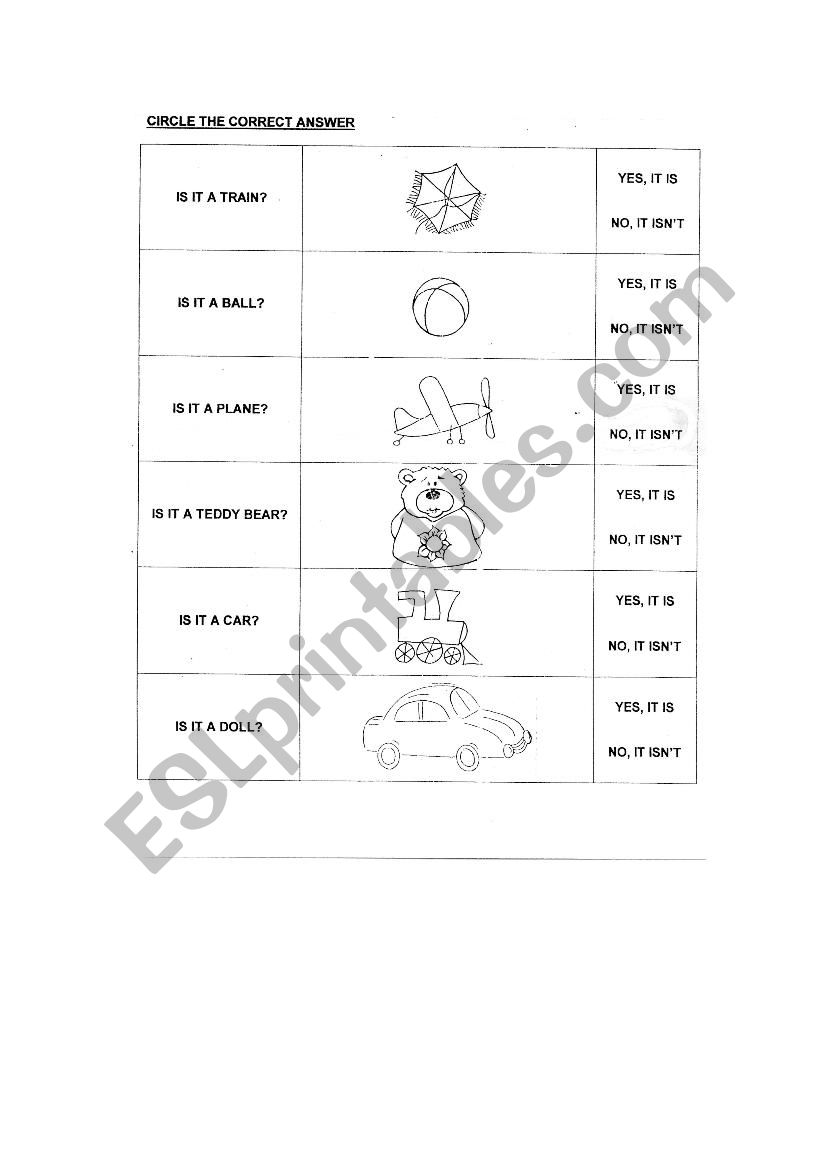 Verb to be-Toys worksheet