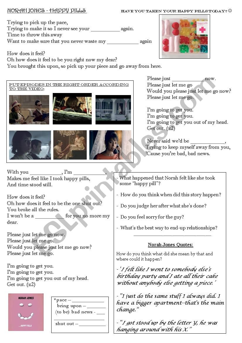 Norah Jones - Happy Pills worksheet