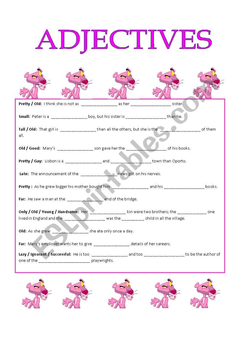 Adjectives worksheet