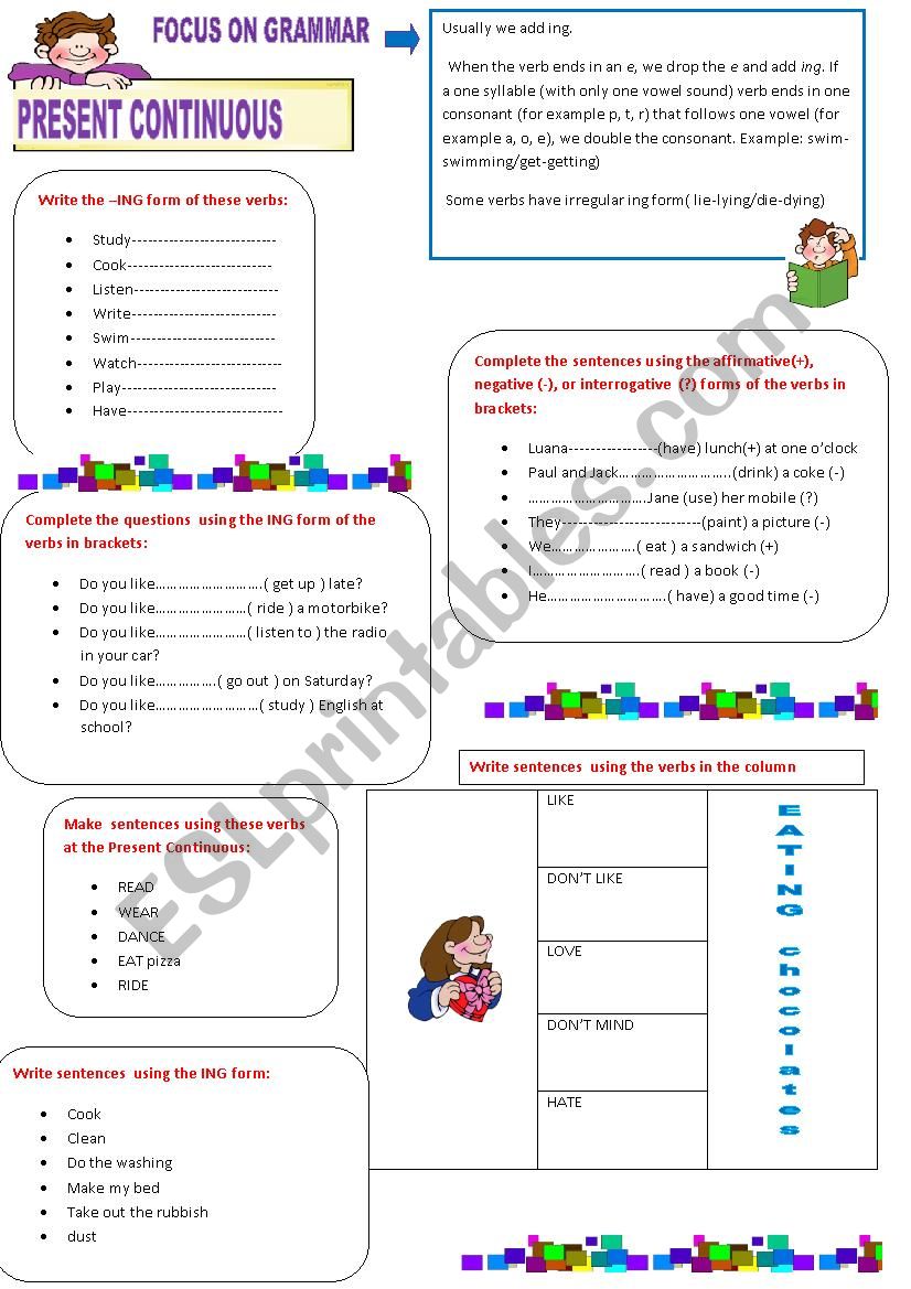 Present Continuous worksheet