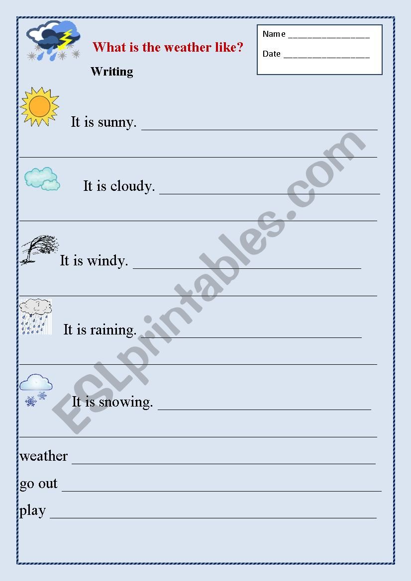 Weather 1/2 worksheet